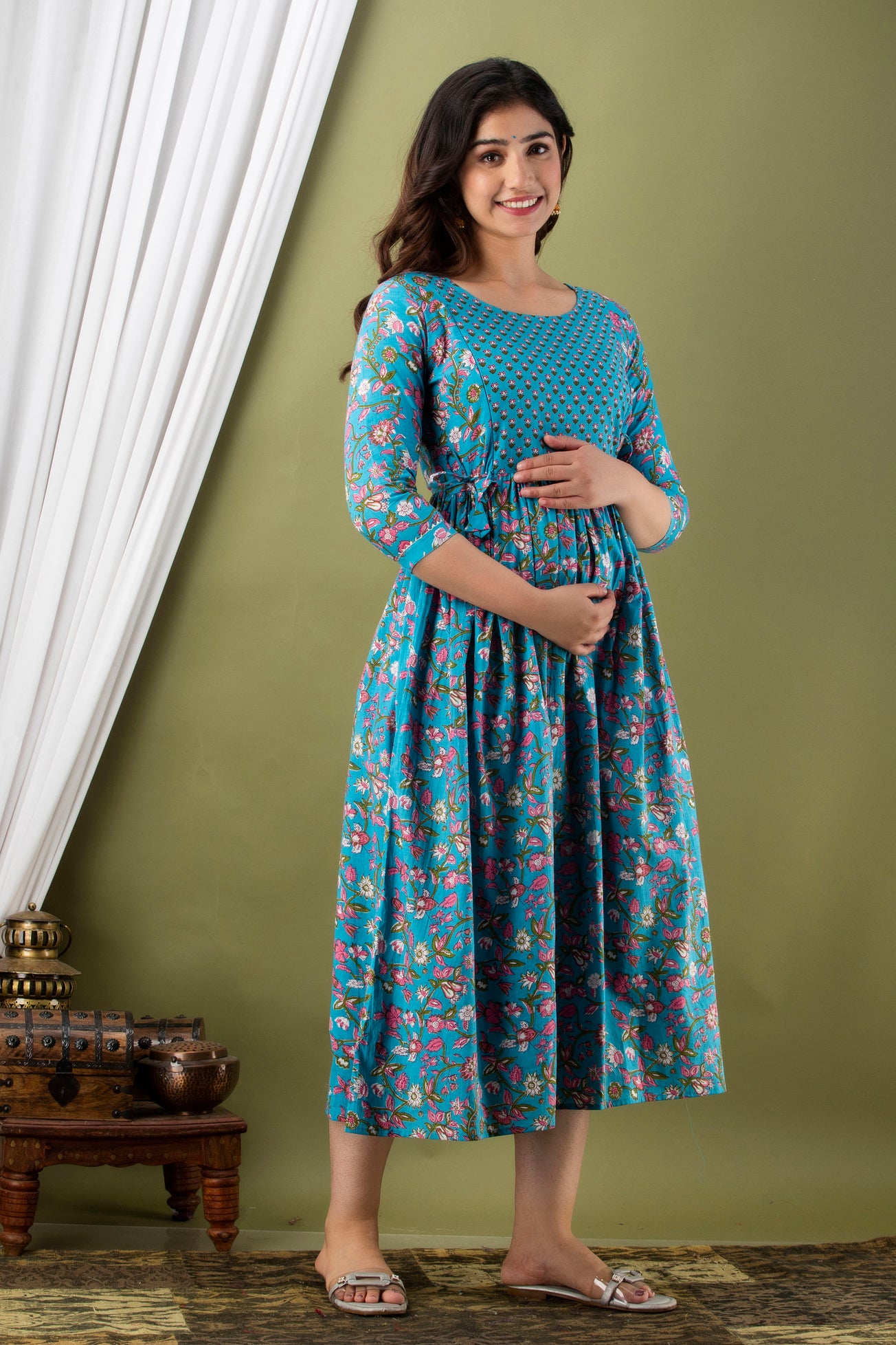 Effortless Feeding: Ashvy Women's Feeding Maternity Kurtis (Blue)(LUX001)