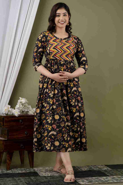 Comfortable Nursing: Ashvy Women's Maternity Breastfeeding Kurti (Black)(LUX001)