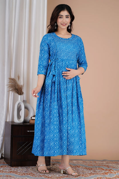 Effortless Feeding: Ashvy Women's Feeding Maternity Kurtis (Light Blue)(TUL001)