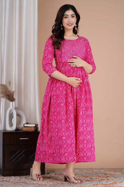 Effortless Feeding: Ashvy Women's Feeding Maternity Kurtis (Pink)(TUL01)