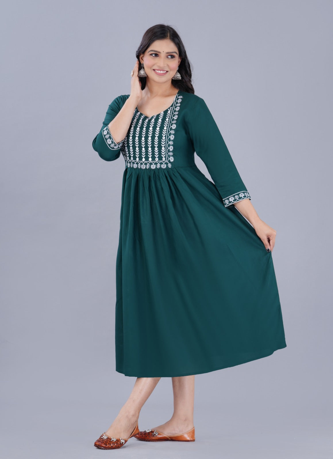 NEW LAUNCH BEAUTIFUL *EMBROIDERED KURTA/ DRESS WITH GOTA WORK(Green)