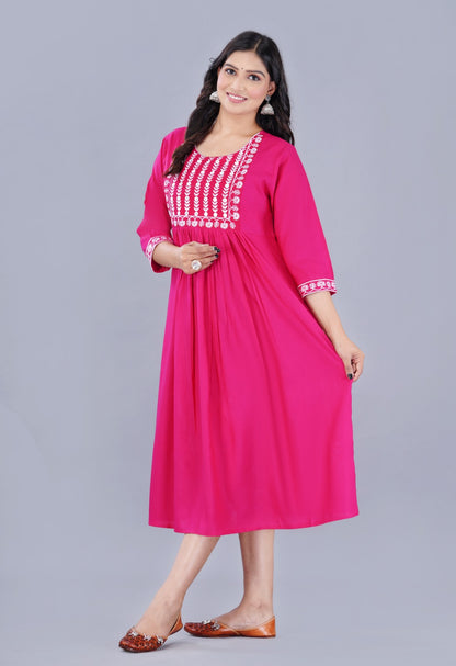 NEW LAUNCH BEAUTIFUL *EMBROIDERED KURTA/ DRESS WITH GOTA WORK(Pink)