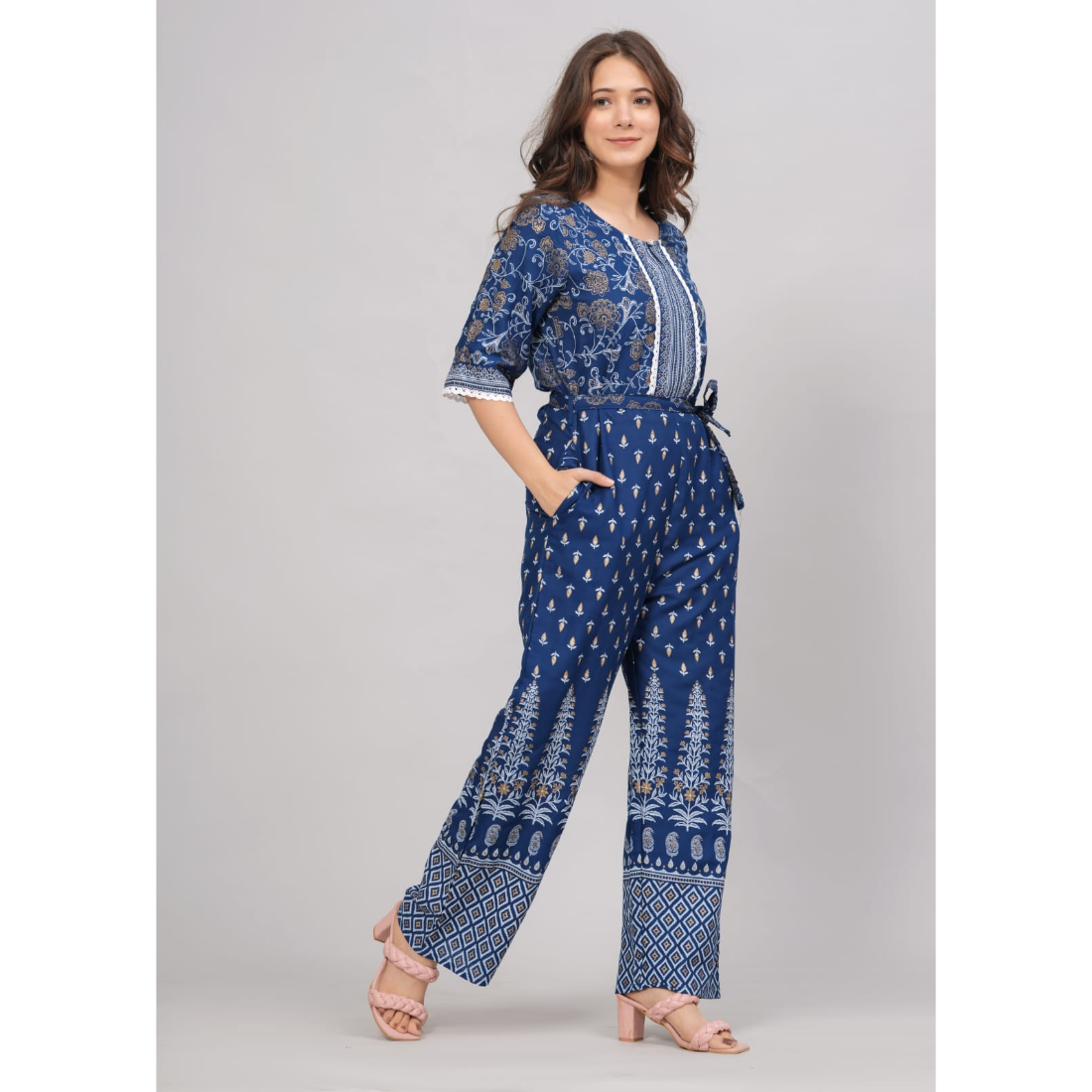 Ashvy Cotton Jump Suit (Blue)