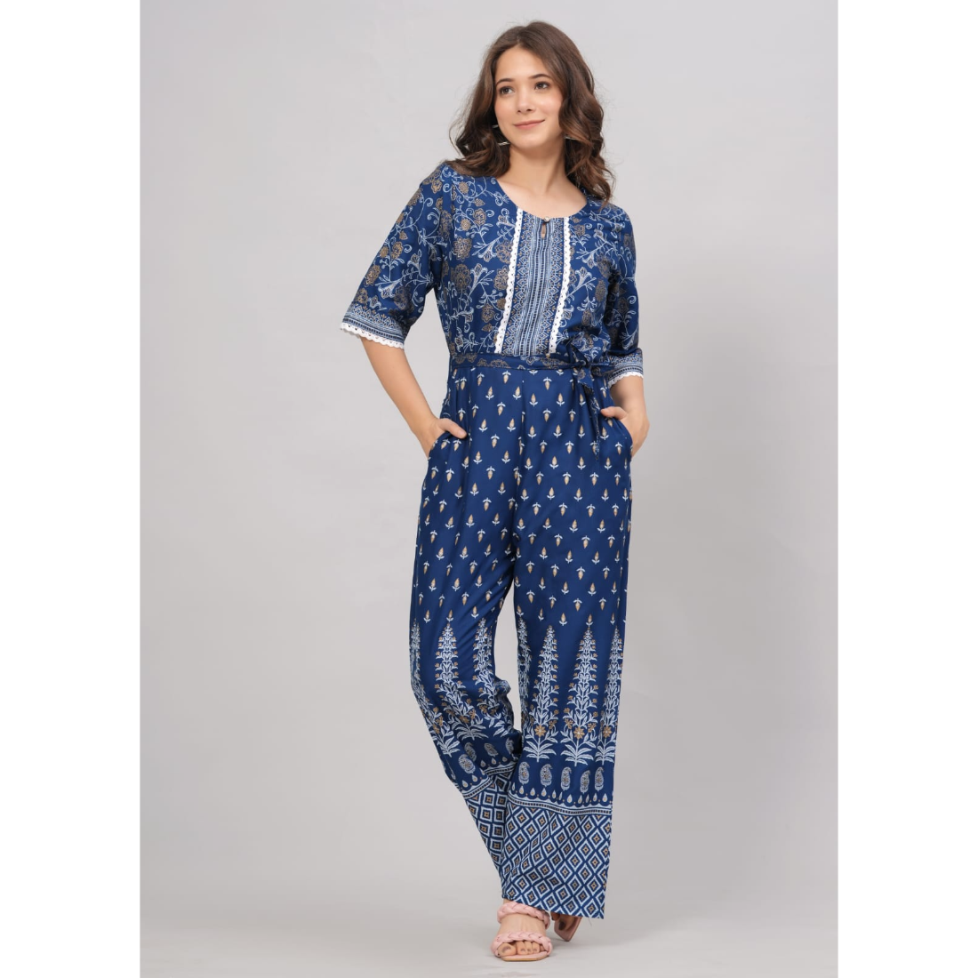 Ashvy Cotton Jump Suit (Blue)