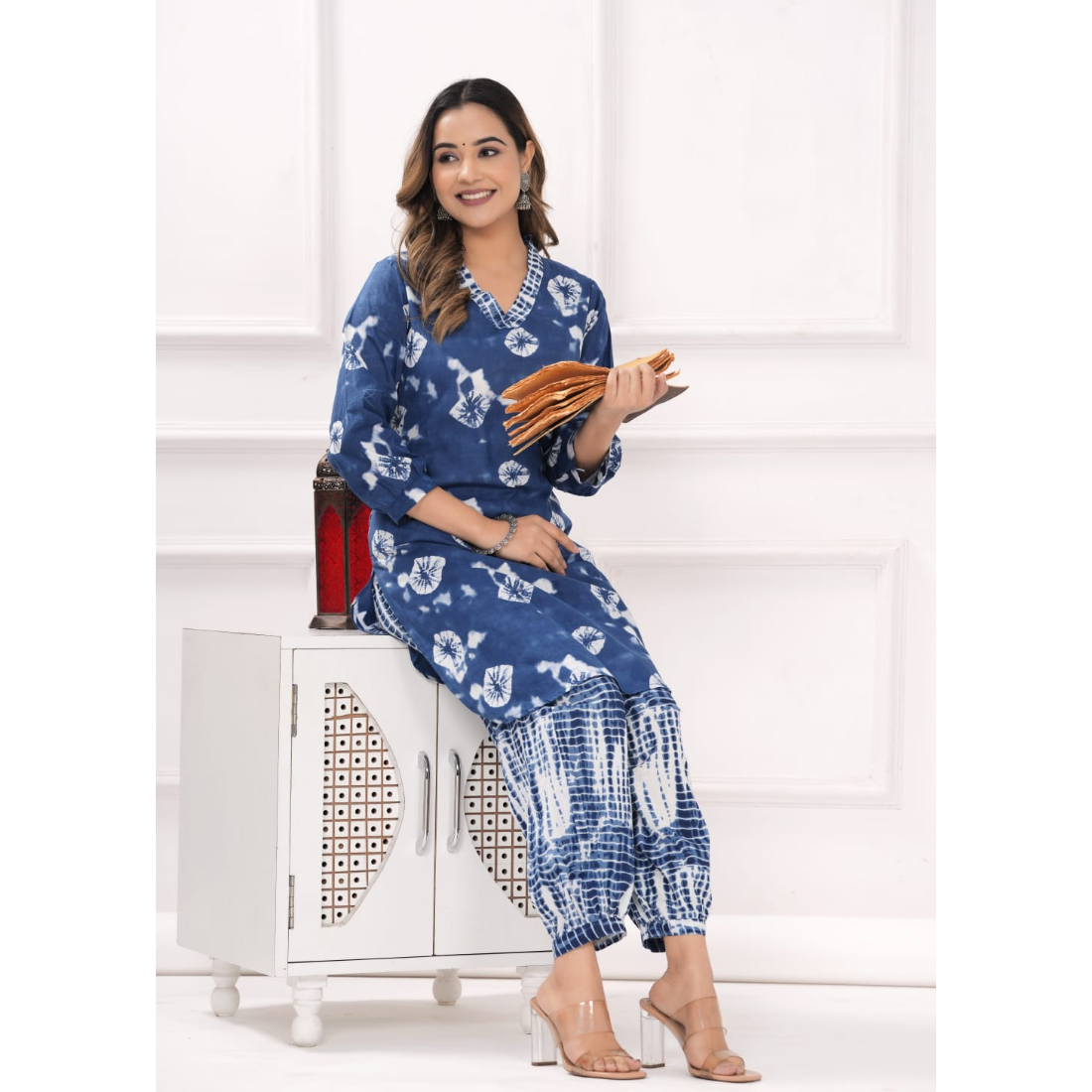 Ashvy Cotton Kurti with Pant Set(Blue)