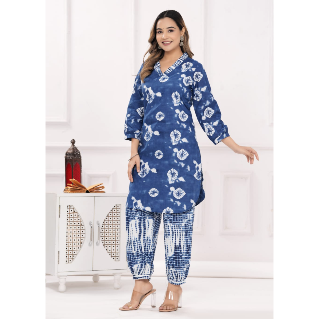 Ashvy Cotton Kurti with Pant Set(Blue)