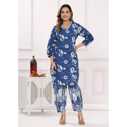 Ashvy Cotton Kurti with Pant Set(Blue)