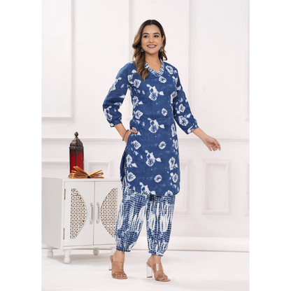 Ashvy Cotton Kurti with Pant Set(Blue)