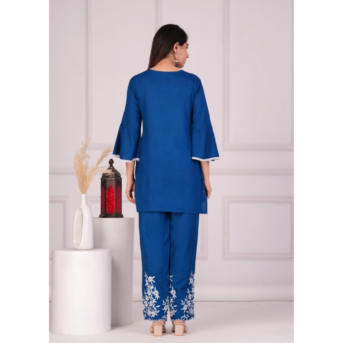 Ashvy Cotton Top with Bottom Co-ord set (Blue)