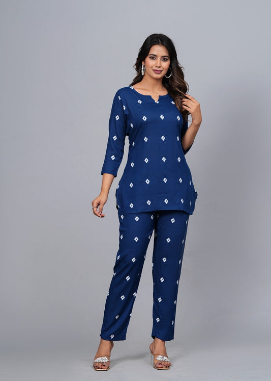 Ashvy Cotton Night Suit Set of Kurta & Pajama (Blue)