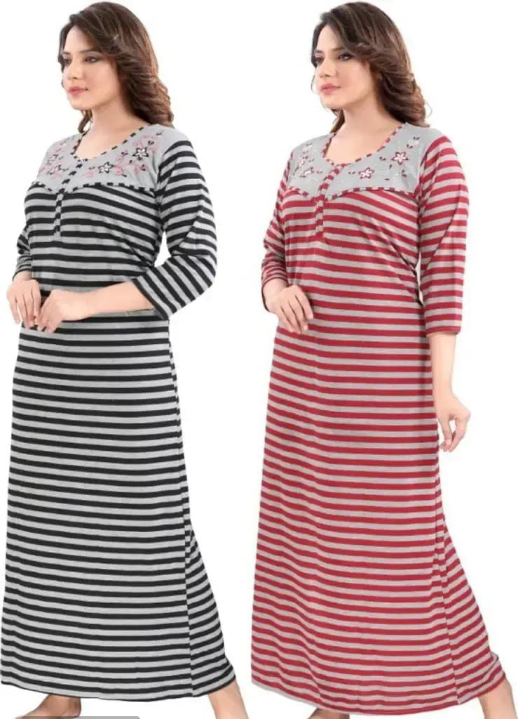 Ashvy India Wollen Maternity Nighty with zip Pack Of 2