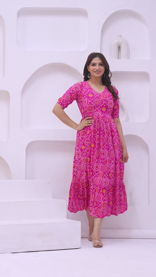 Ashvy Premium Cotton Anarkali Feeding & Maternity Kurti – 48 Inch Length, 2 Side Zips All-Day Comfort for Moms (Purple)