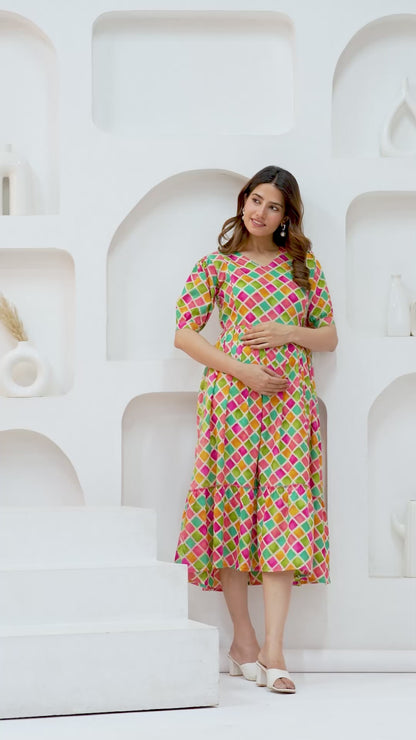 Ashvy Pure Cotton Anarkali Feeding & Maternity Kurti – Comfort Meets Elegance