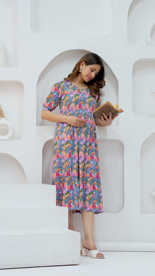 Ashvy Pure Cotton Anarkali Feeding & Maternity Kurti – Comfort Meets Elegance
