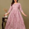 Ashvy Cotton Feeding Kurti for New Moms – Comfortable Anarkali Maternity Wear (Peach)