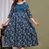 Ashvy Cotton Feeding Kurti for New Moms – Comfortable Anarkali Maternity Wear (Blue Floral Print)