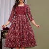 Ashvy Cotton Feeding Kurti for New Moms – Comfortable Anarkali Maternity Wear (Maroon Floral Print)