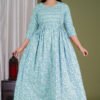 Ashvy Cotton Feeding Kurti for New Moms – Comfortable Anarkali Maternity Wear (Sky Blue)