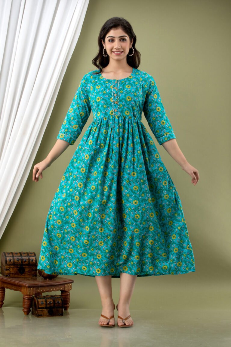 Teal Green Floral Print Cotton Maternity Maxi Dres – Ashvy maternity wear