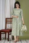 Ashvy India Mint Blue Floral Cotton Maternity Maxi Dress – 2031