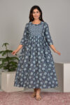 Ashvy India Indigo Blue Floral Cotton Maternity Maxi Dress – 2032