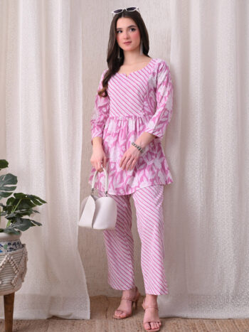 Ashvy India – Bubblegum Pink Mixed Print Cotton Nursing Maxi Dress with Zip Access | Maternity & Loungewear for Women